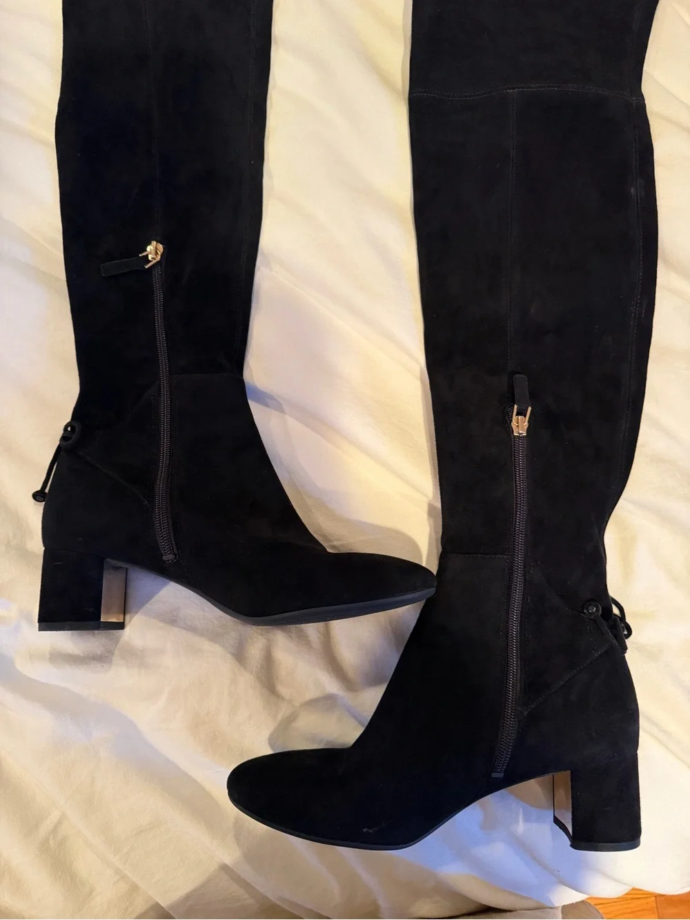 Tory Burch Black Suede Over-the-Knee Block Heel Boots